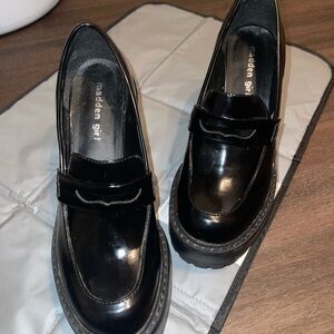 Madden Girl Shiny Black Loafers